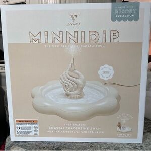 Minnidip Coastal Travertine Swan Inflatable Pool Fountain NEW